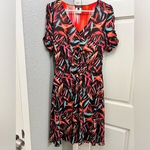 IMAN Colorful, Reversible Abstract Ruched Midi Dress